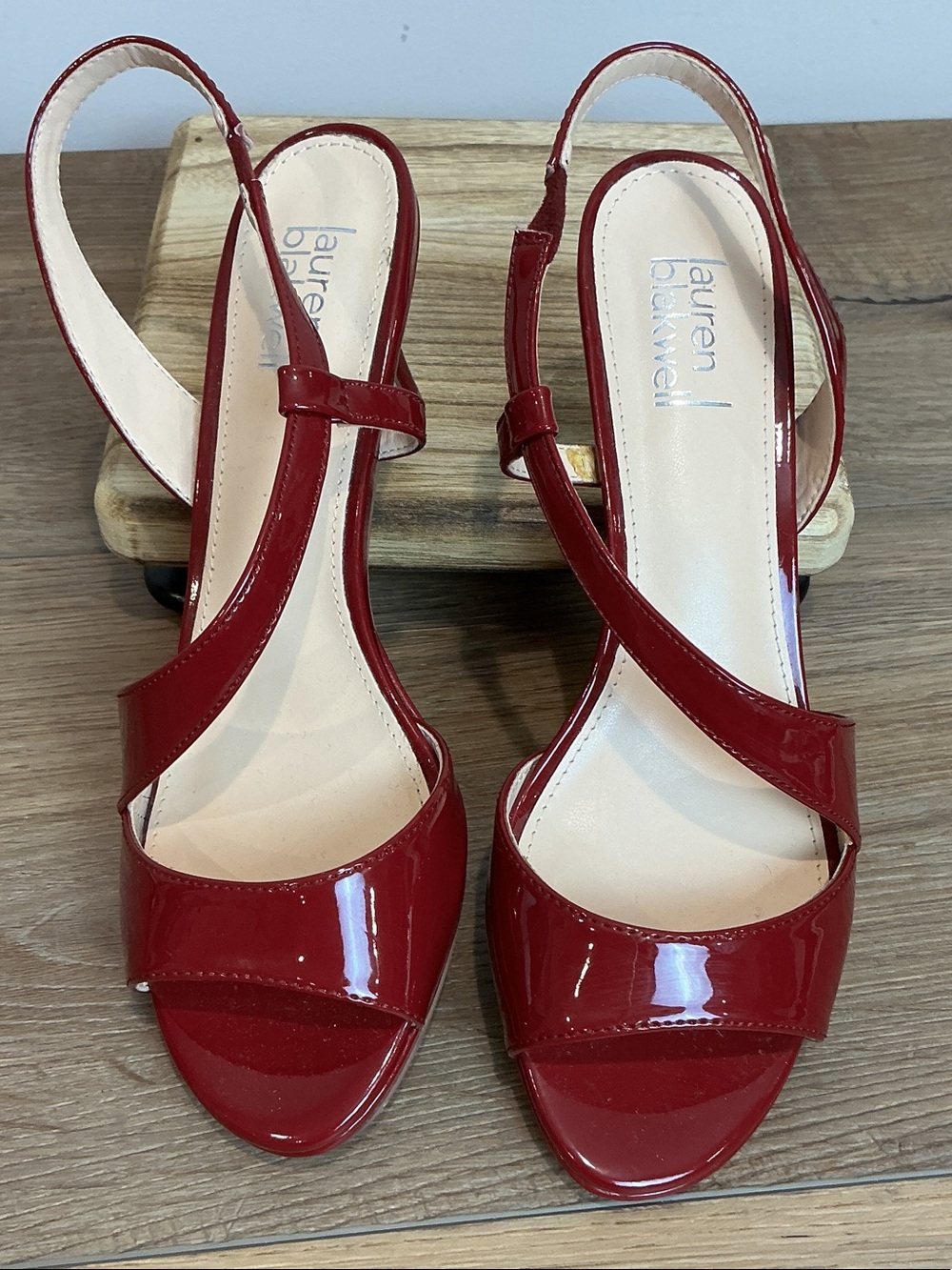 Lauren Blakwell Scarlet, Red Patent Slingback Heels, NEW, size 7.5